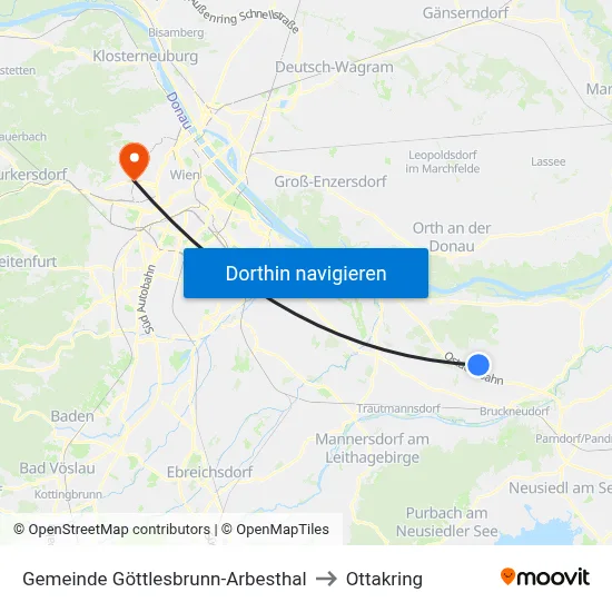 Gemeinde Göttlesbrunn-Arbesthal to Ottakring map