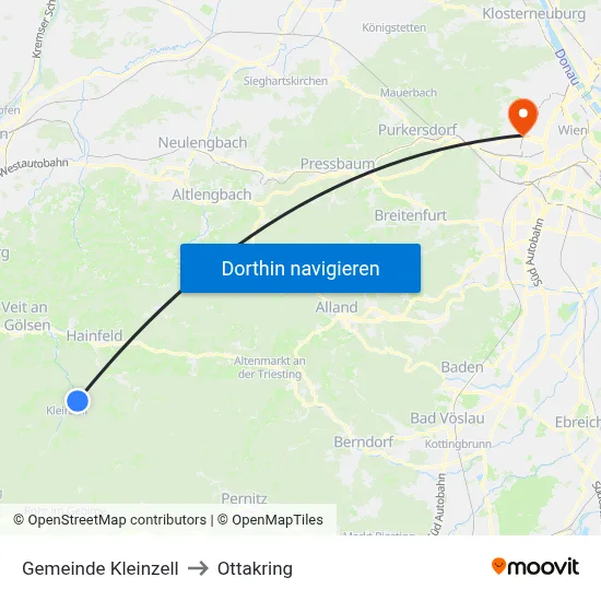 Gemeinde Kleinzell to Ottakring map