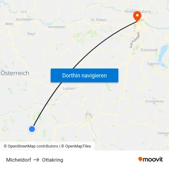 Micheldorf to Ottakring map