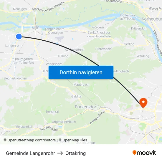 Gemeinde Langenrohr to Ottakring map
