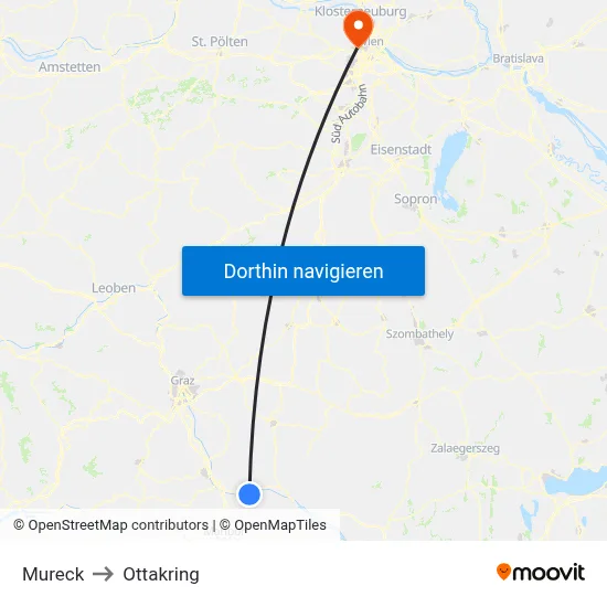 Mureck to Ottakring map