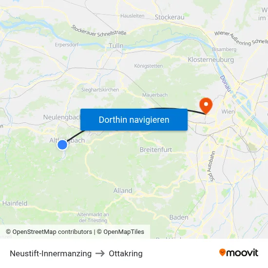 Neustift-Innermanzing to Ottakring map