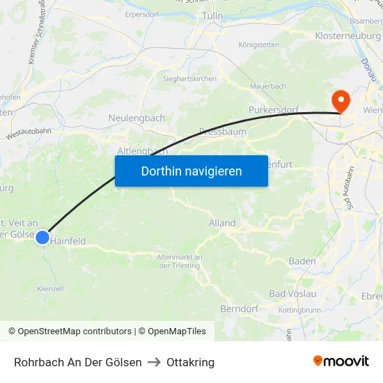 Rohrbach An Der Gölsen to Ottakring map