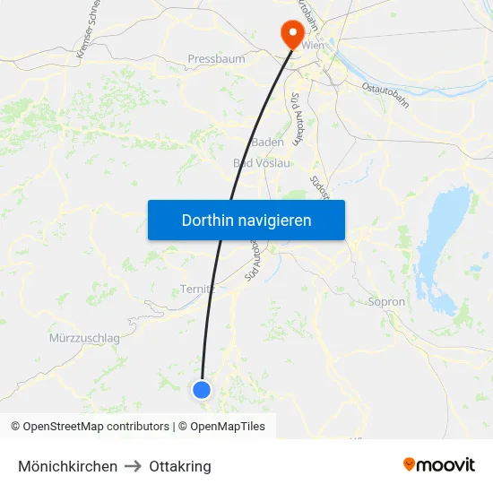Mönichkirchen to Ottakring map