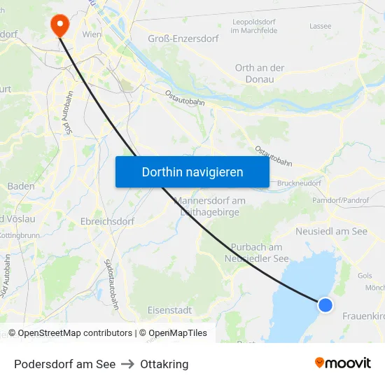 Podersdorf am See to Ottakring map