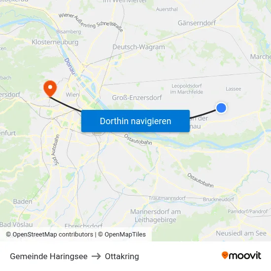 Gemeinde Haringsee to Ottakring map