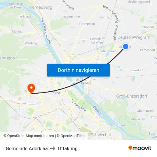 Gemeinde Aderklaa to Ottakring map