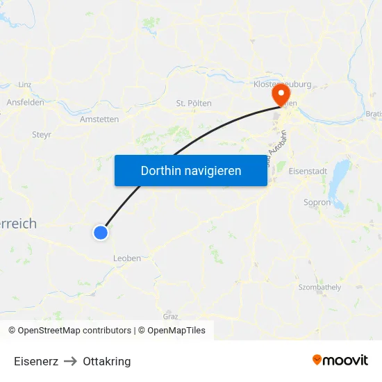 Eisenerz to Ottakring map