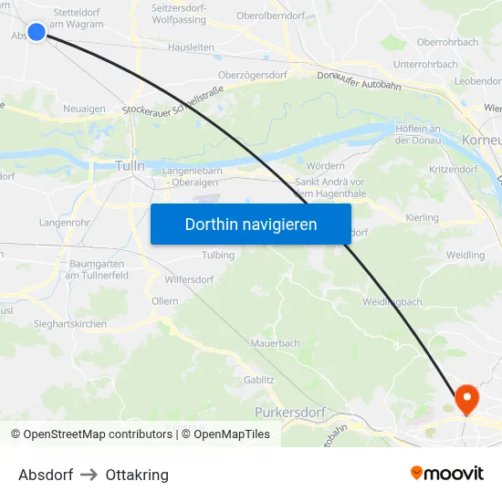 Absdorf to Ottakring map