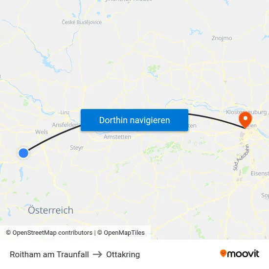 Roitham am Traunfall to Ottakring map