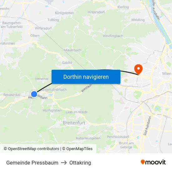 Gemeinde Pressbaum to Ottakring map