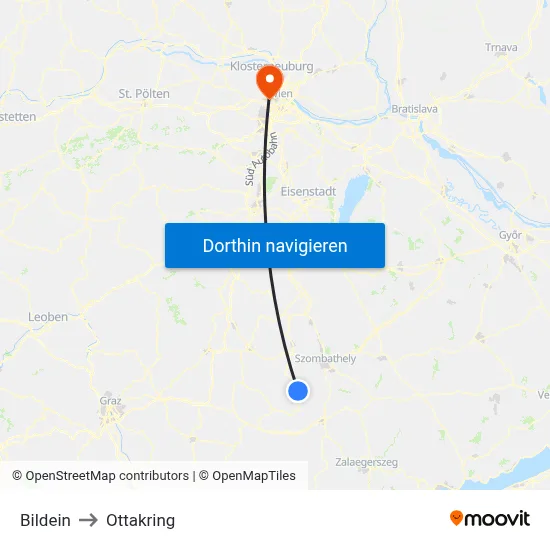 Bildein to Ottakring map