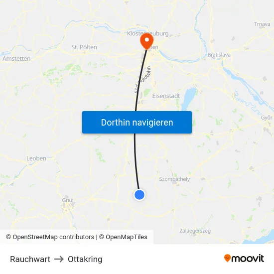 Rauchwart to Ottakring map
