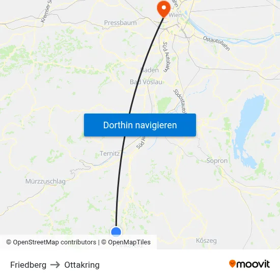 Friedberg to Ottakring map