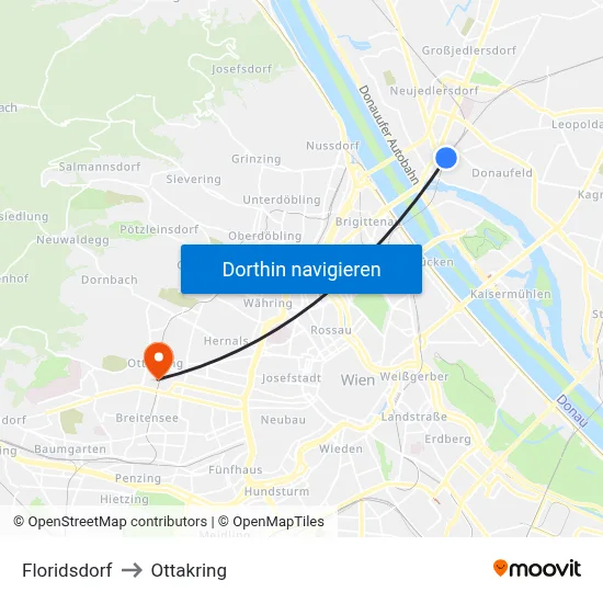 Floridsdorf to Ottakring map