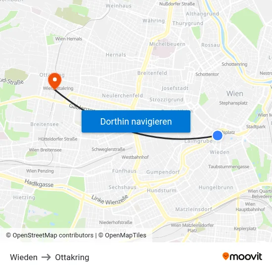 Wieden to Ottakring map
