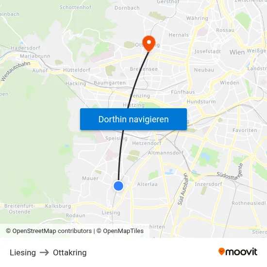 Liesing to Ottakring map