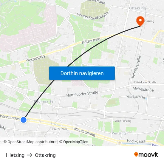 Hietzing to Ottakring map