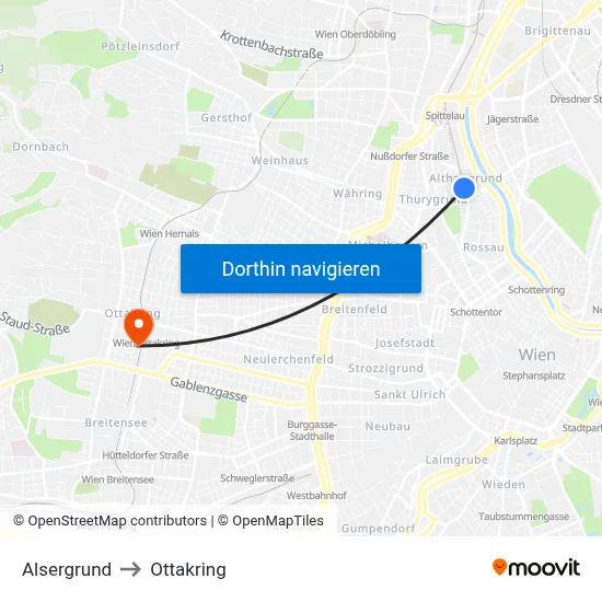 Alsergrund to Ottakring map