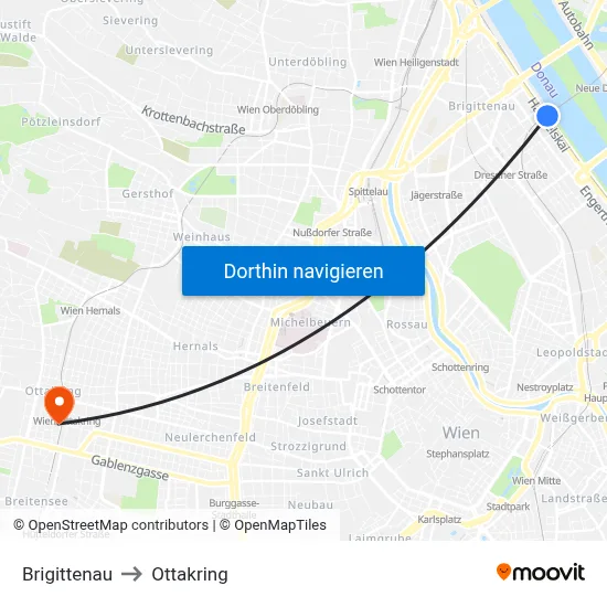Brigittenau to Ottakring map