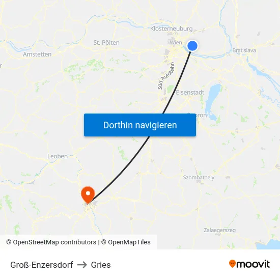 Groß-Enzersdorf to Gries map
