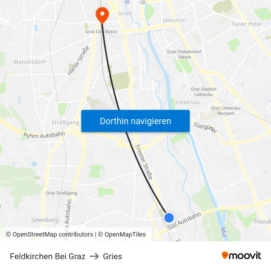 Feldkirchen Bei Graz to Gries map