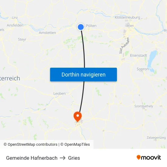 Gemeinde Hafnerbach to Gries map