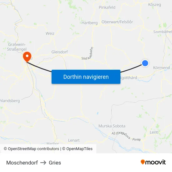 Moschendorf to Gries map