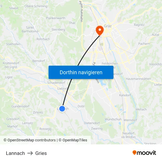 Lannach to Gries map