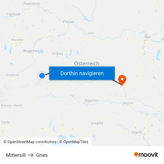 Mittersill to Gries map