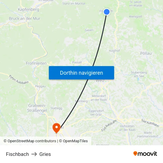 Fischbach to Gries map