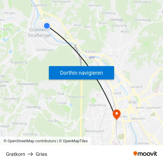Gratkorn to Gries map