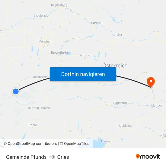 Gemeinde Pfunds to Gries map