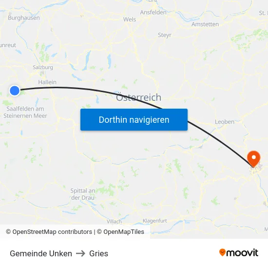 Gemeinde Unken to Gries map