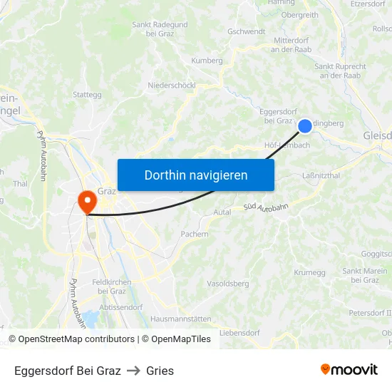 Eggersdorf Bei Graz to Gries map