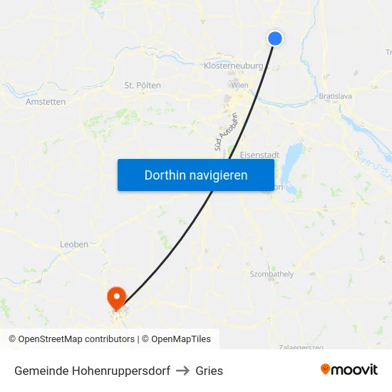 Gemeinde Hohenruppersdorf to Gries map