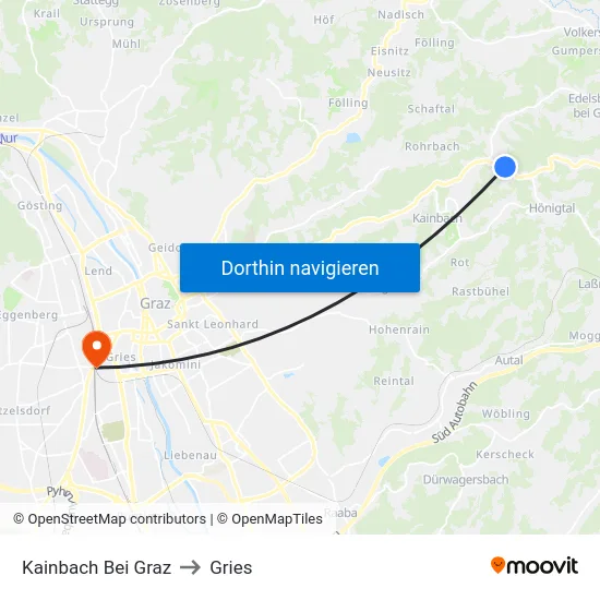Kainbach Bei Graz to Gries map