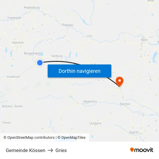 Gemeinde Kössen to Gries map
