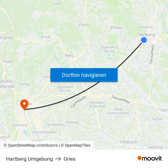 Hartberg Umgebung to Gries map