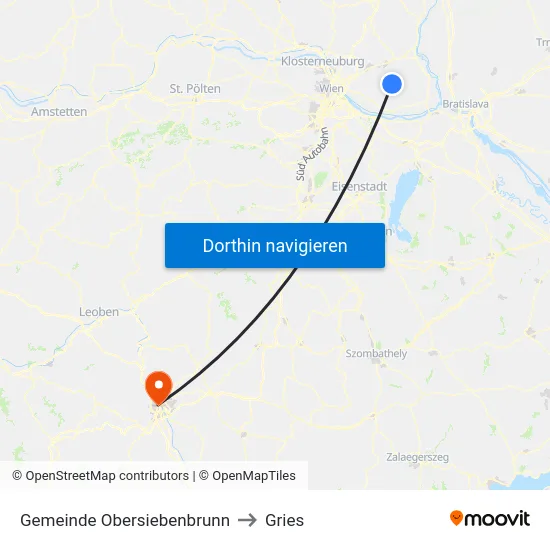 Gemeinde Obersiebenbrunn to Gries map