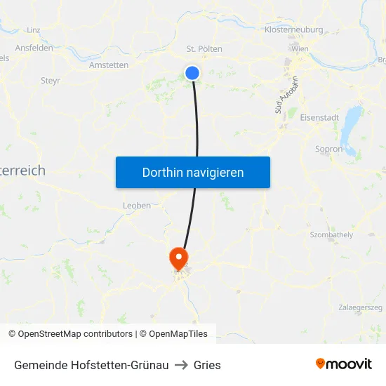 Gemeinde Hofstetten-Grünau to Gries map
