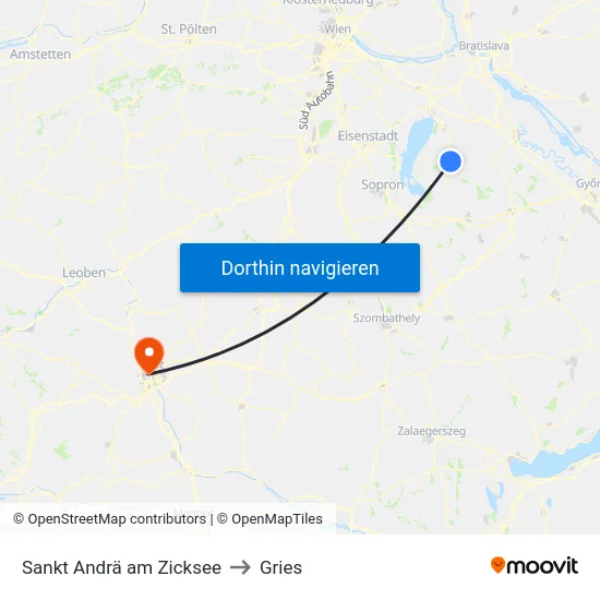 Sankt Andrä am Zicksee to Gries map