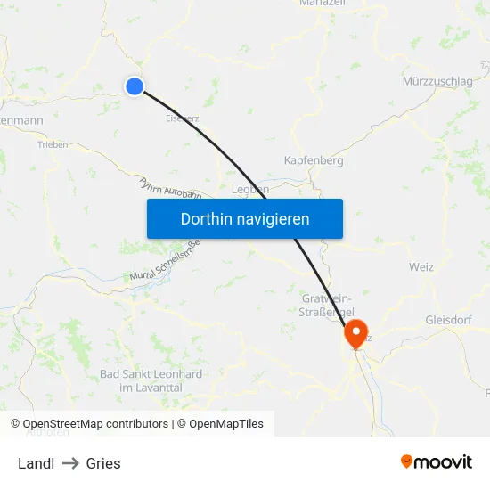 Landl to Gries map