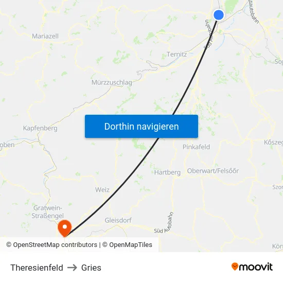 Theresienfeld to Gries map