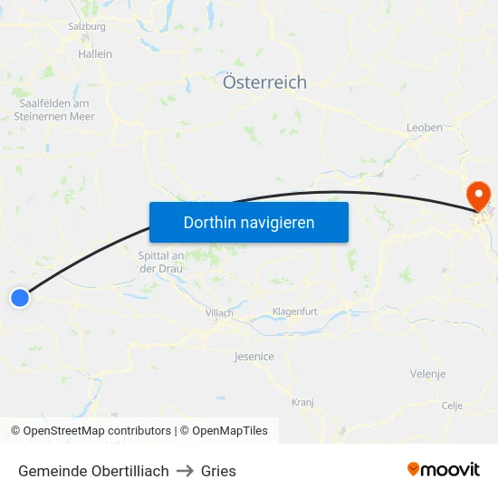 Gemeinde Obertilliach to Gries map