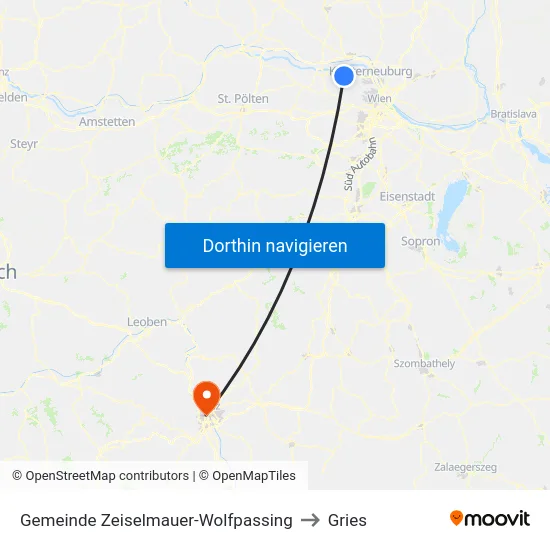 Gemeinde Zeiselmauer-Wolfpassing to Gries map