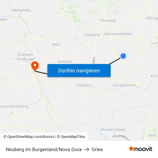 Neuberg Im Burgenland/Nova Gora to Gries map