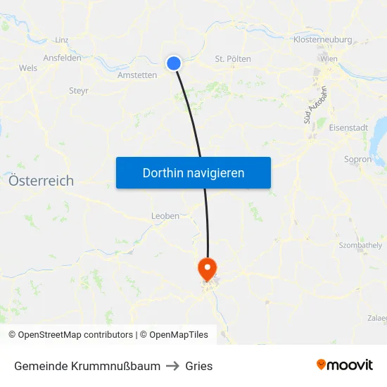 Gemeinde Krummnußbaum to Gries map