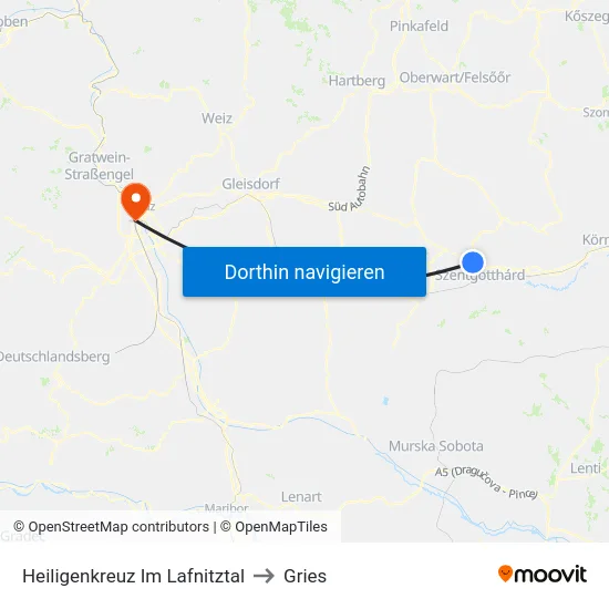 Heiligenkreuz Im Lafnitztal to Gries map