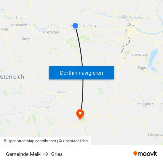 Gemeinde Melk to Gries map